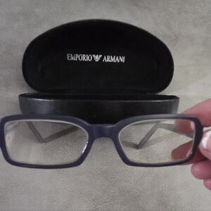 Emporio Armani Prescription Eyeglasses Frosted Blue Rectangular